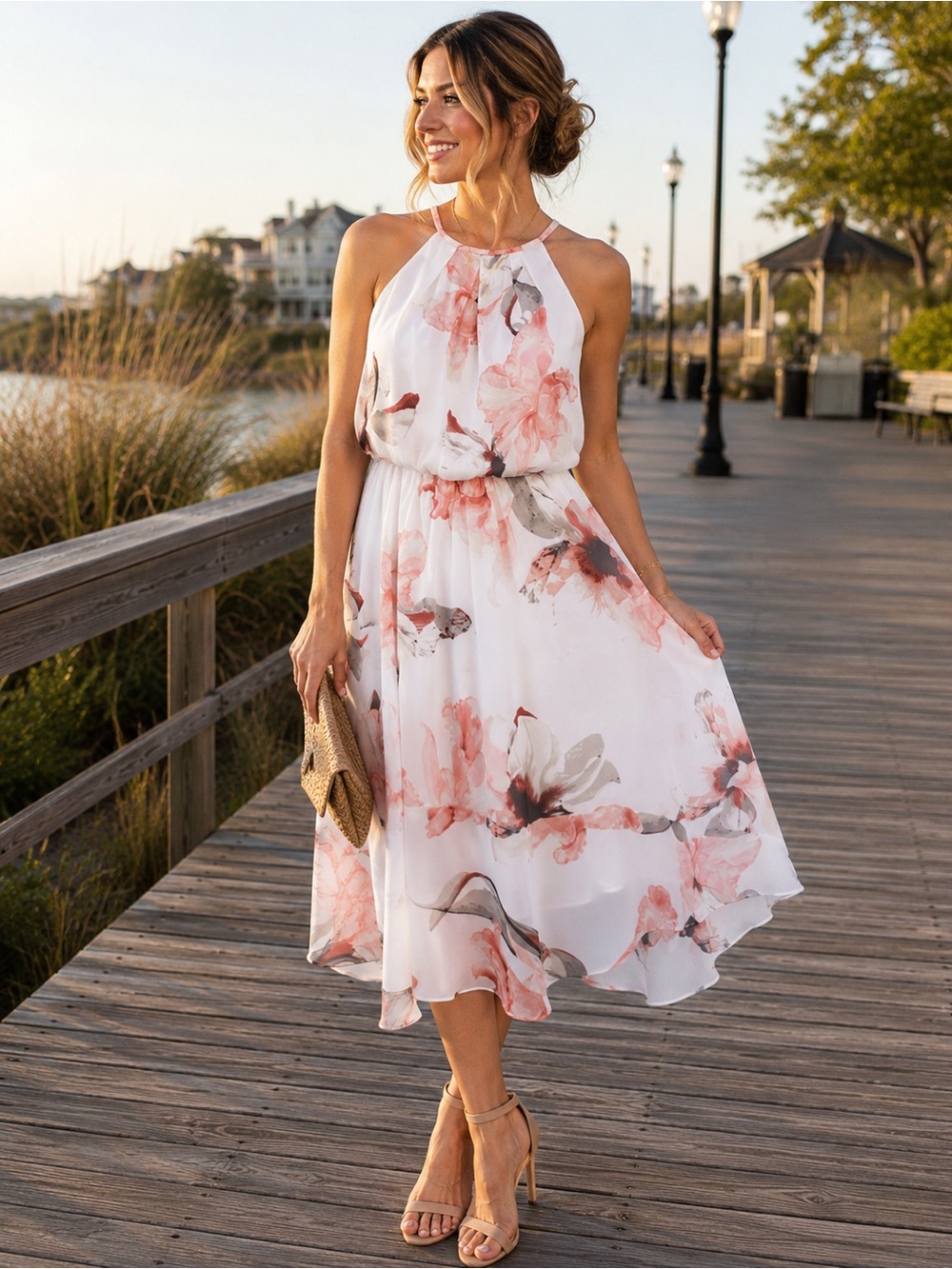 White House Black Market Floral High Low Sleeveless Midi Dress 🌸
